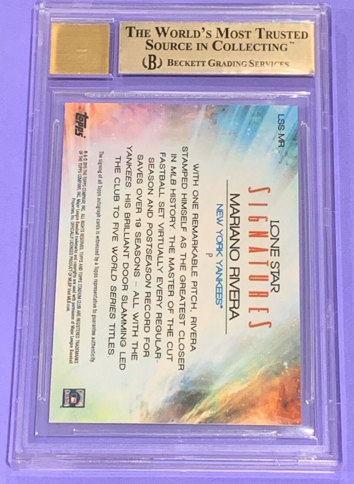 Mariano Rivera 2015 Topps Stadium Club Lone Star auto #LSS-MR Graded 9.5 3/10