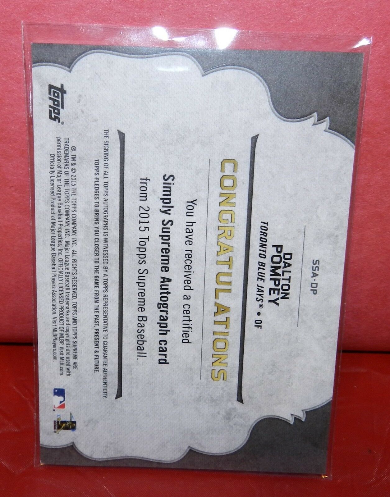 Dalton Pompey 2015 Topps Supreme Simply Supreme Autograph SSA-DP