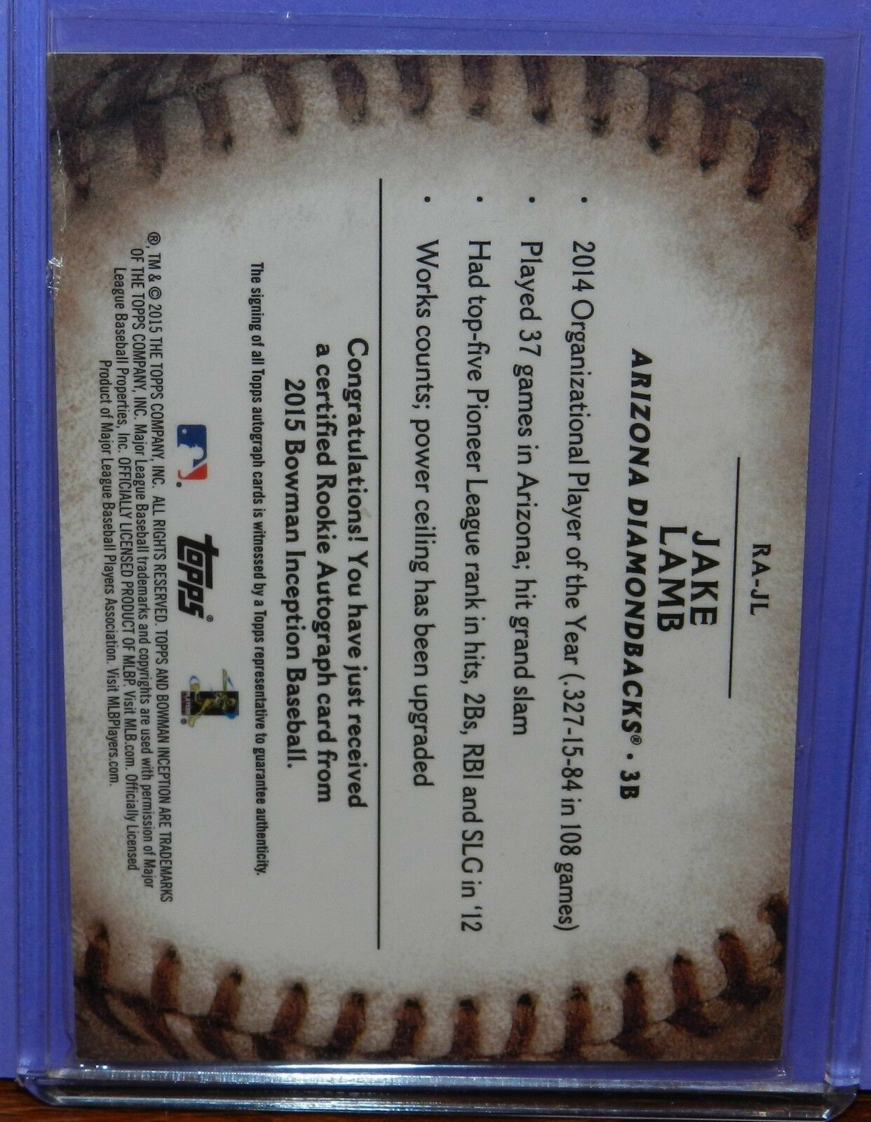 Jake Lamb 2015 Bowman Inception Autograph RA-JL