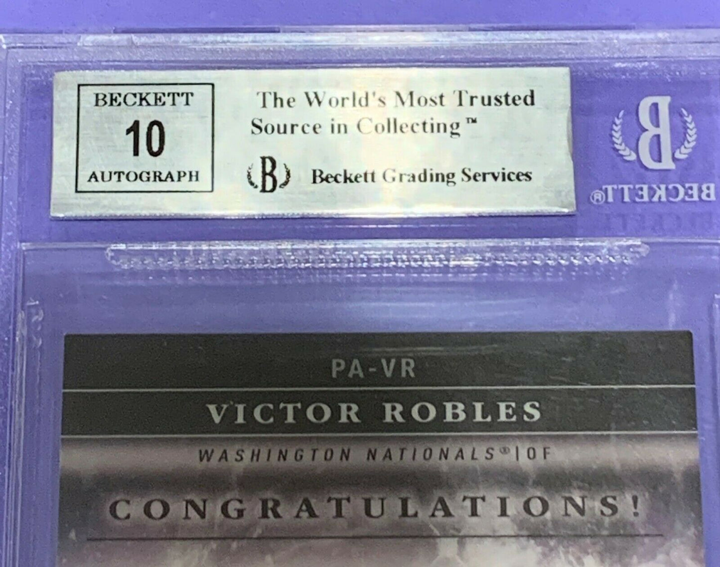 Victor Robles 2016 Bowman Inception PA-VR Beckett Graded 9 mint auto 10
