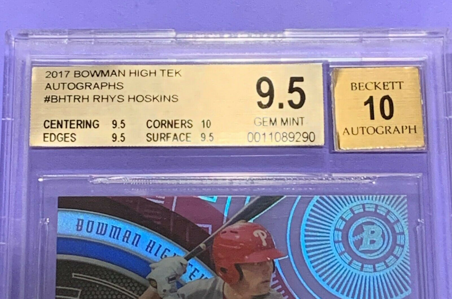Rhys Hoskins 2017 Bowman High Tek BHT-RH Beckett Graded 9.5 mint auto 10