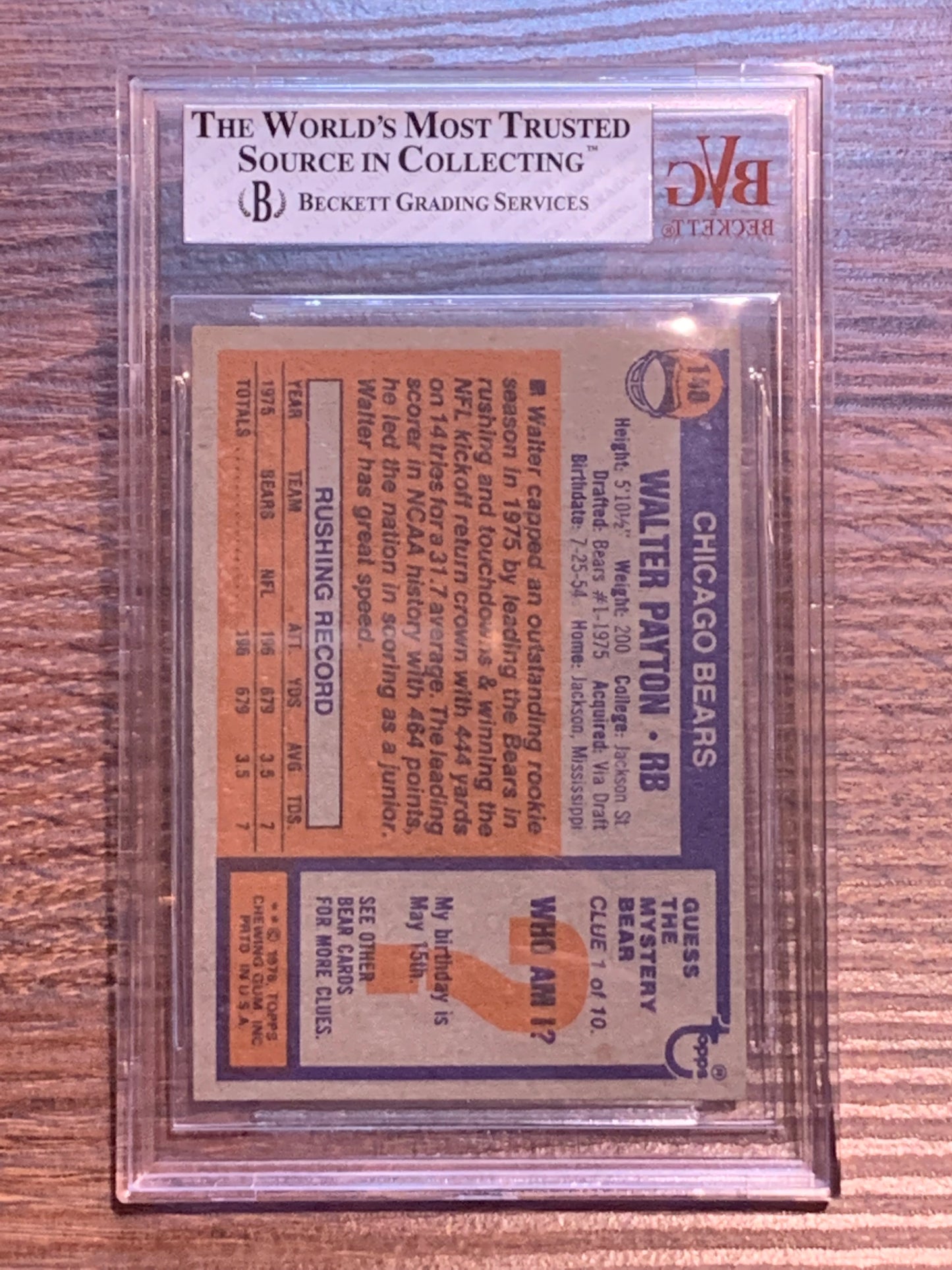 1976 Topps Walter Payton #148 rookie BVG graded 7 Near Mint