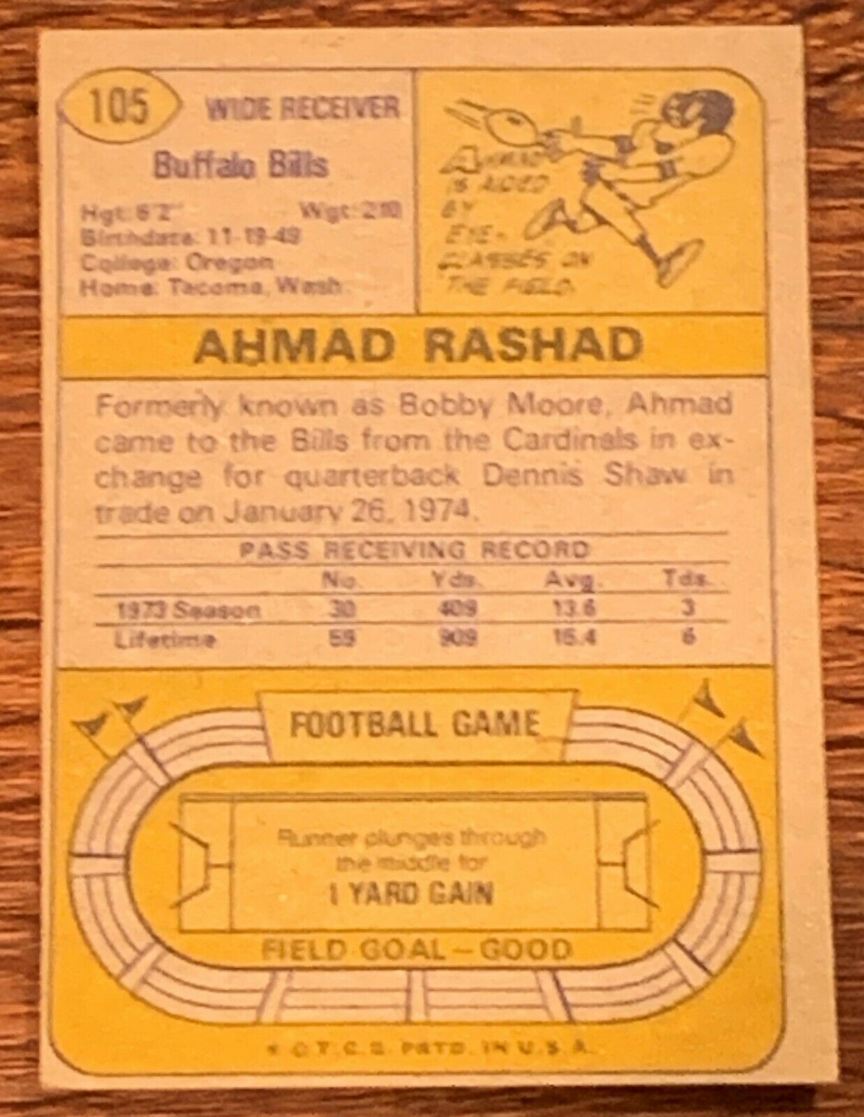 1974 Topps Ahmad Rashad #105