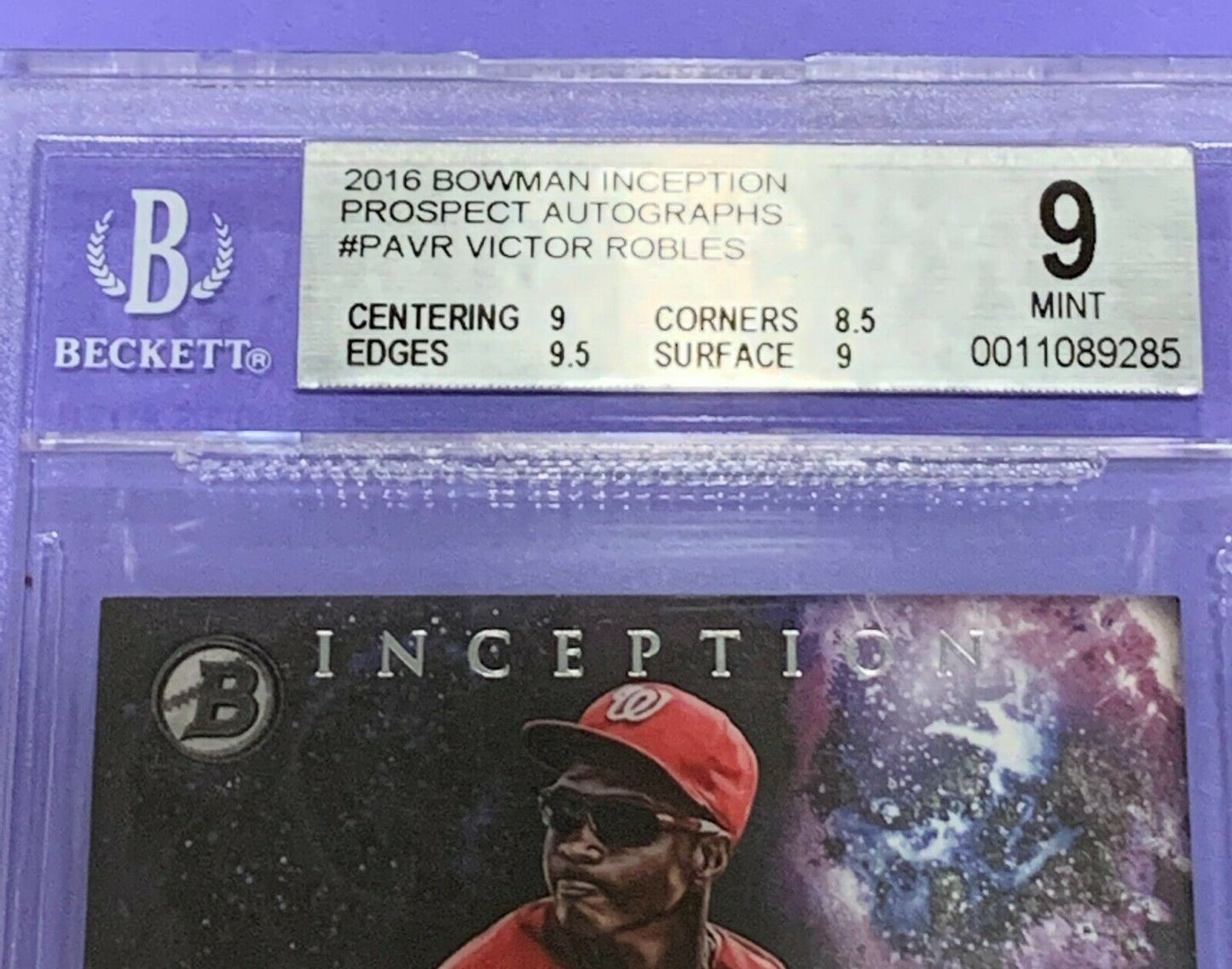 Victor Robles 2016 Bowman Inception PA-VR Beckett Graded 9 mint auto 10