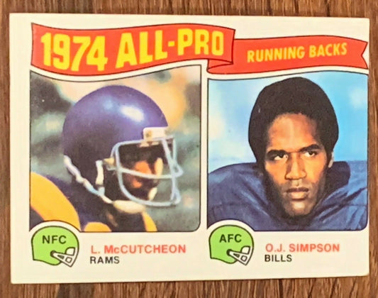 1974 All-Pro RBs 1975 Topps #209 with OJ Simpson