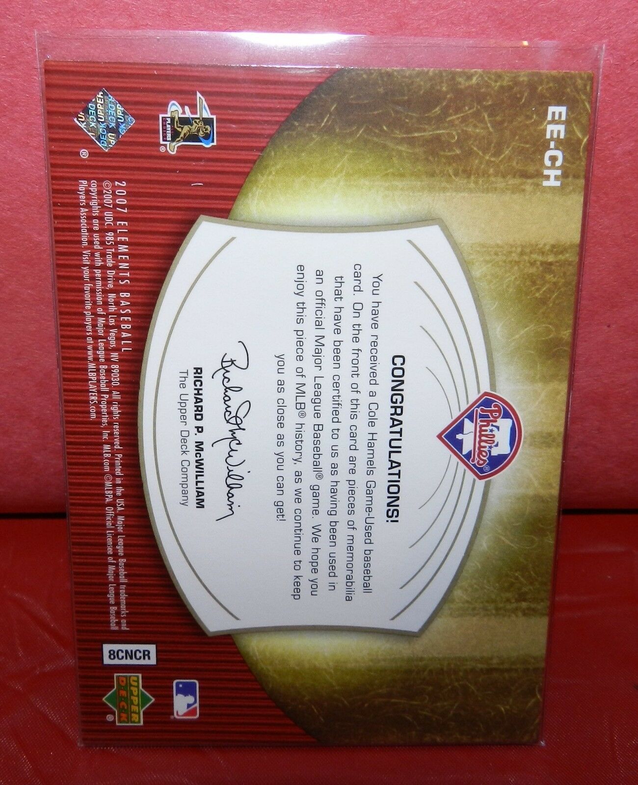 Cole Hamels 2007 Upper Deck Elements Essential Elements Jersey Relic #EE-CH