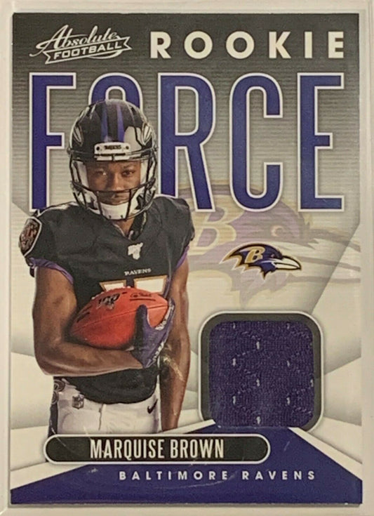 Marquise Brown 2019 Panini Absolute Football Rookie Force Relic Jersey RF-20