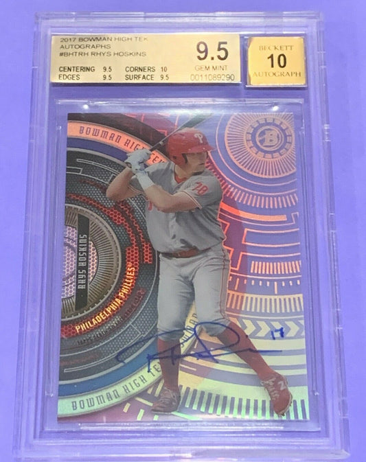 Rhys Hoskins 2017 Bowman High Tek BHT-RH Beckett Graded 9.5 mint auto 10