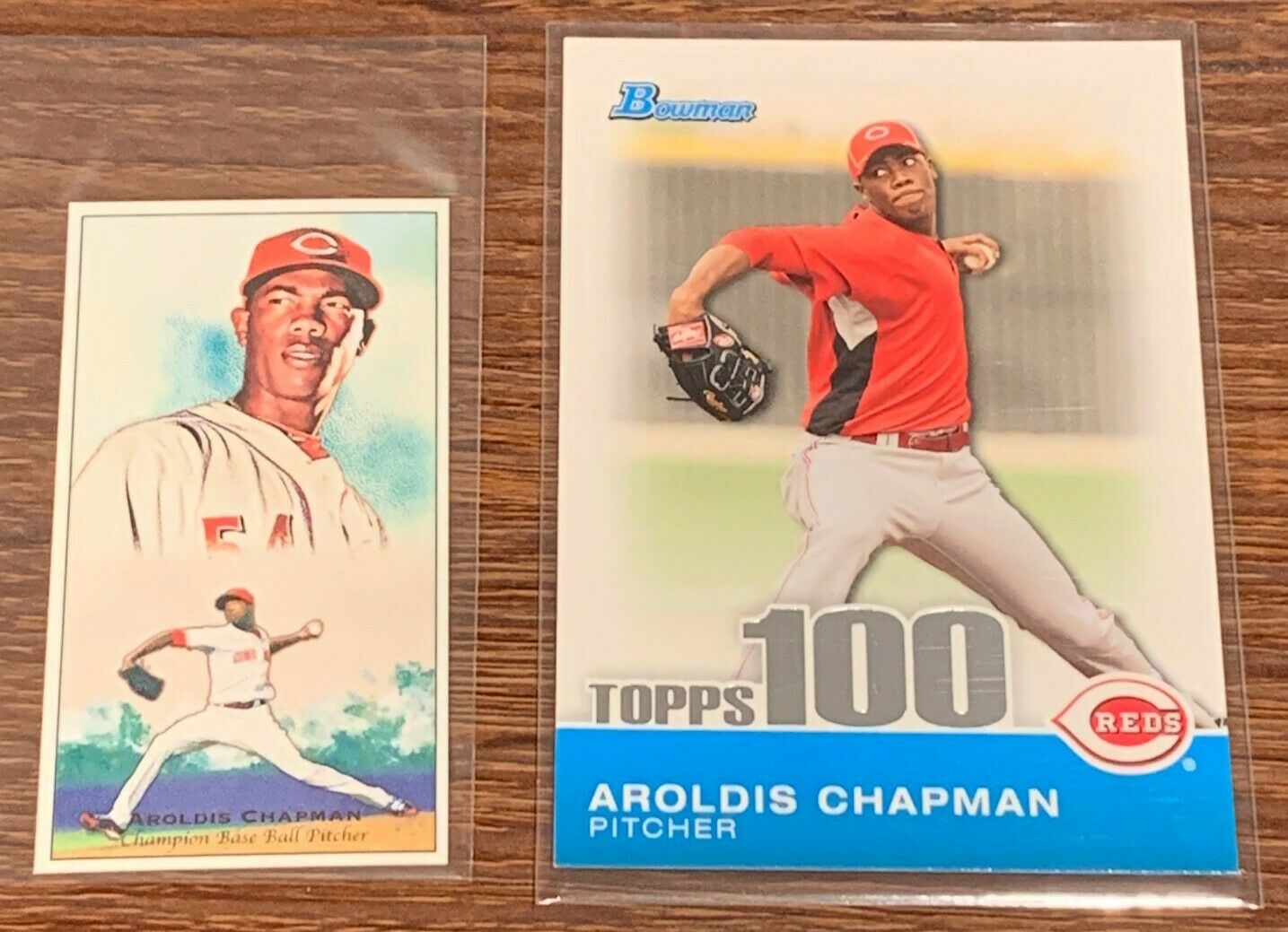 Aroldis Chapman Topps and Bowman 7 card lot with rookies and relics