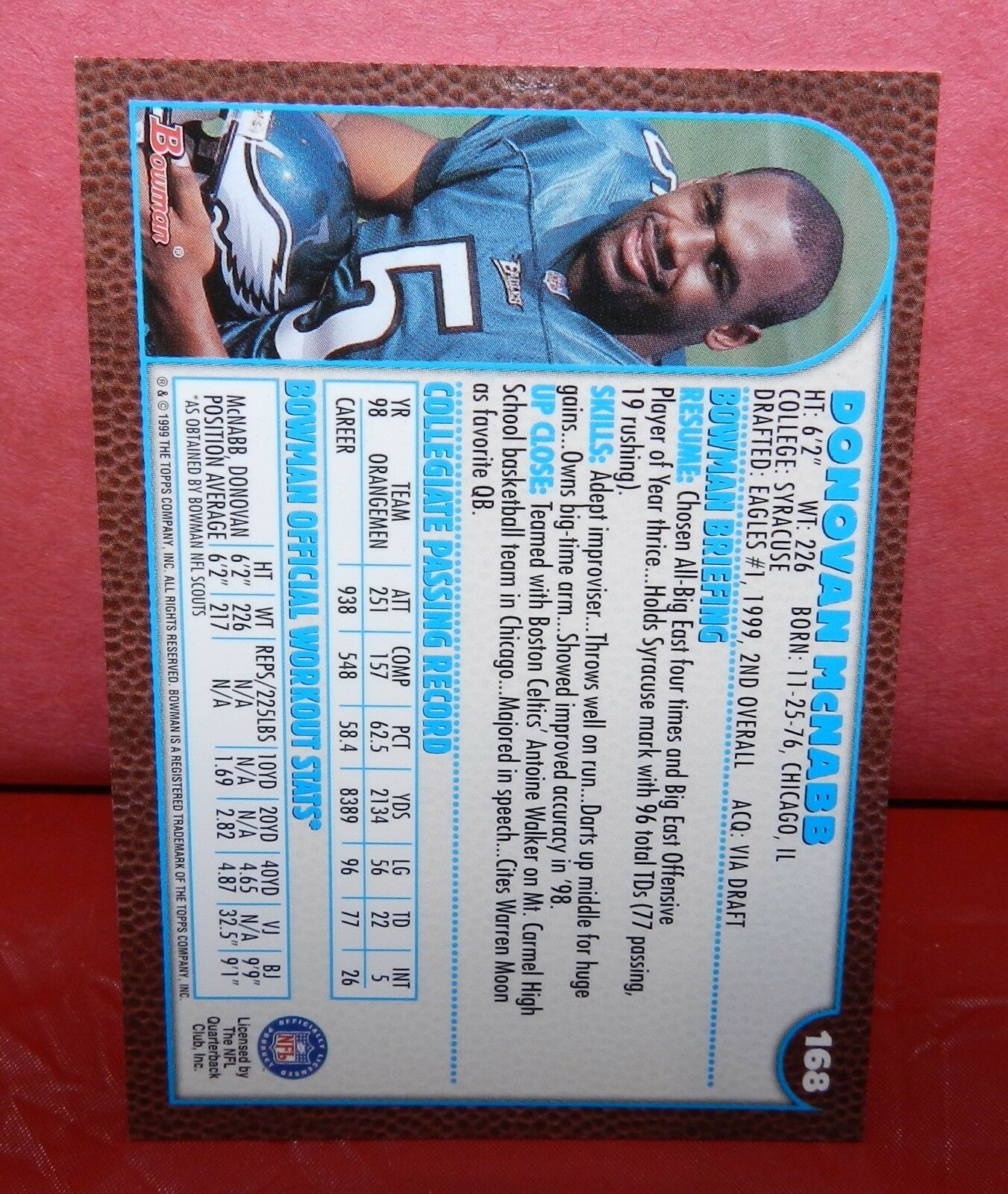 Donovan McNabb 1999 Bowman Rookie Card #168