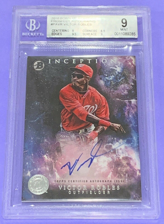 Victor Robles 2016 Bowman Inception PA-VR Beckett Graded 9 mint auto 10